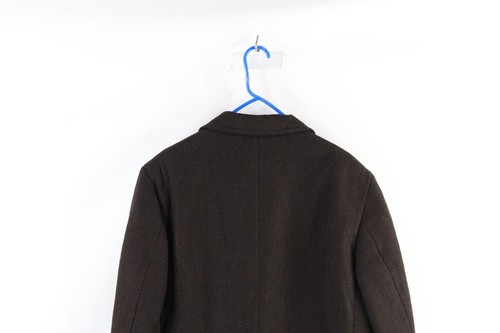 Vintage 50s Bespoke Mens 40R Wool Herringbone Topcoat Overcoat Jacket Brown USA - Picture 13 of 15