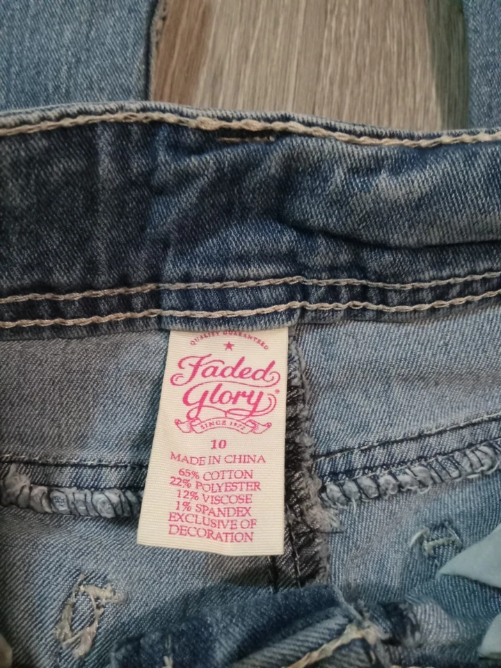 Faded Glory Girls Sz 10 Blue Jeans Bootcut Sequin D20 - Image 3 of 3