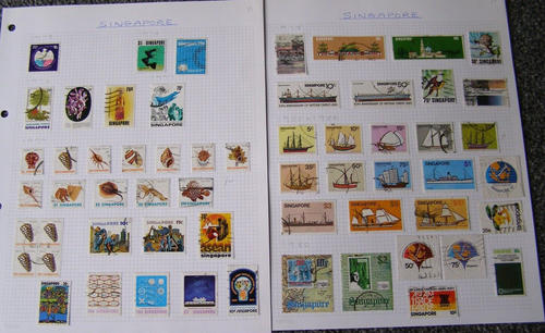SINGAPORE 12 ALBUM PAGES 277 STAMPS VERY FINE USED 1948 TO 2009 SETS & GROUPS - Picture 2 of 6