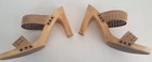 NINE WEST WOOD High Heel Platform Sandal Slides Sz 10 Leather Upper 5" — photo 3