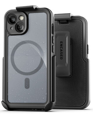 iPhone 15 Pro Waterproof Case Compatible with MagSafe and Belt Clip Holster