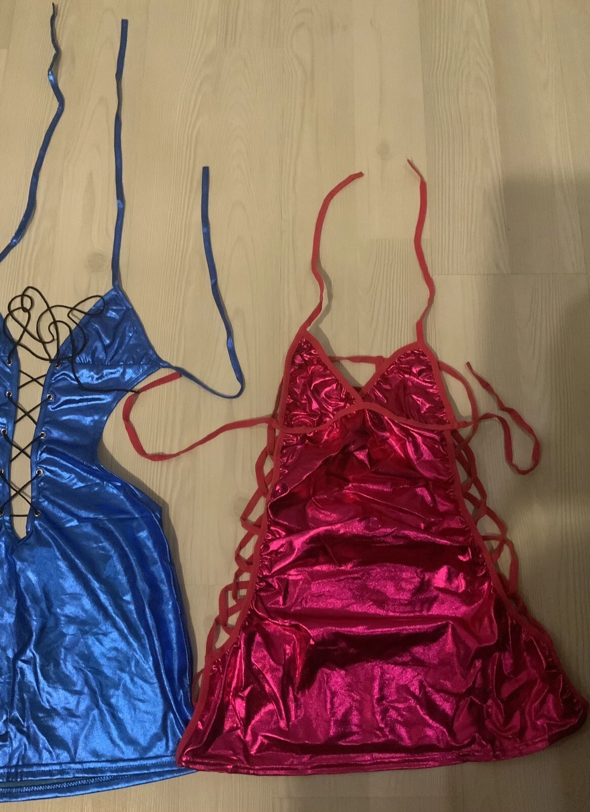 Mini abito aderente babydoll rosa caldo sexy San Valentino X2