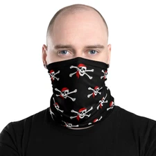 Black Pirate Skull Cross Bones Neck Warmer Gaiter Face Mask Alternative Mens