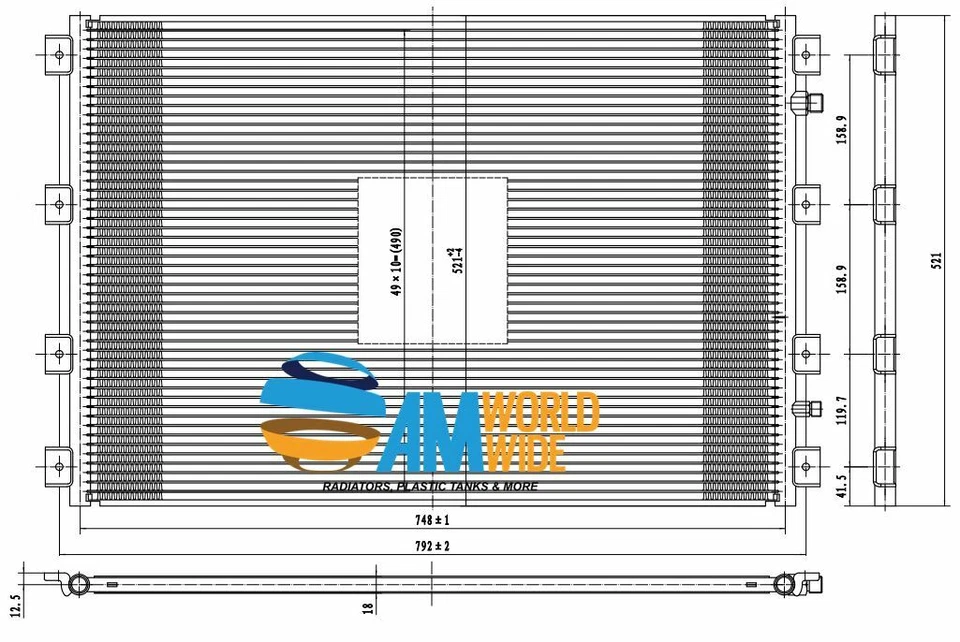 Condensador Kenworth T800 T2000 W900 c500 1994 95 96 97 98 99 2000 2011 (7-9020) Foto 4 de 4