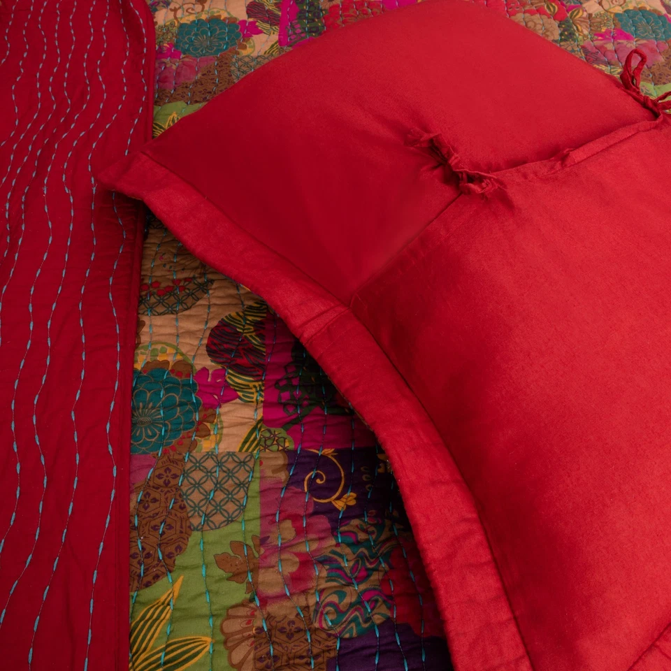 HERMOSO JUEGO DE EDREDÓN BOHEMIO MARROQUÍ TROPICAL PÚRPURA VERDE AZULADO CHIC ROJO AZUL Foto 2 de 3