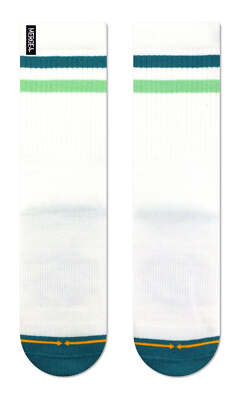 Merge4 Repreve Unisex dezente weiche Socken meerweiß grün gestreift