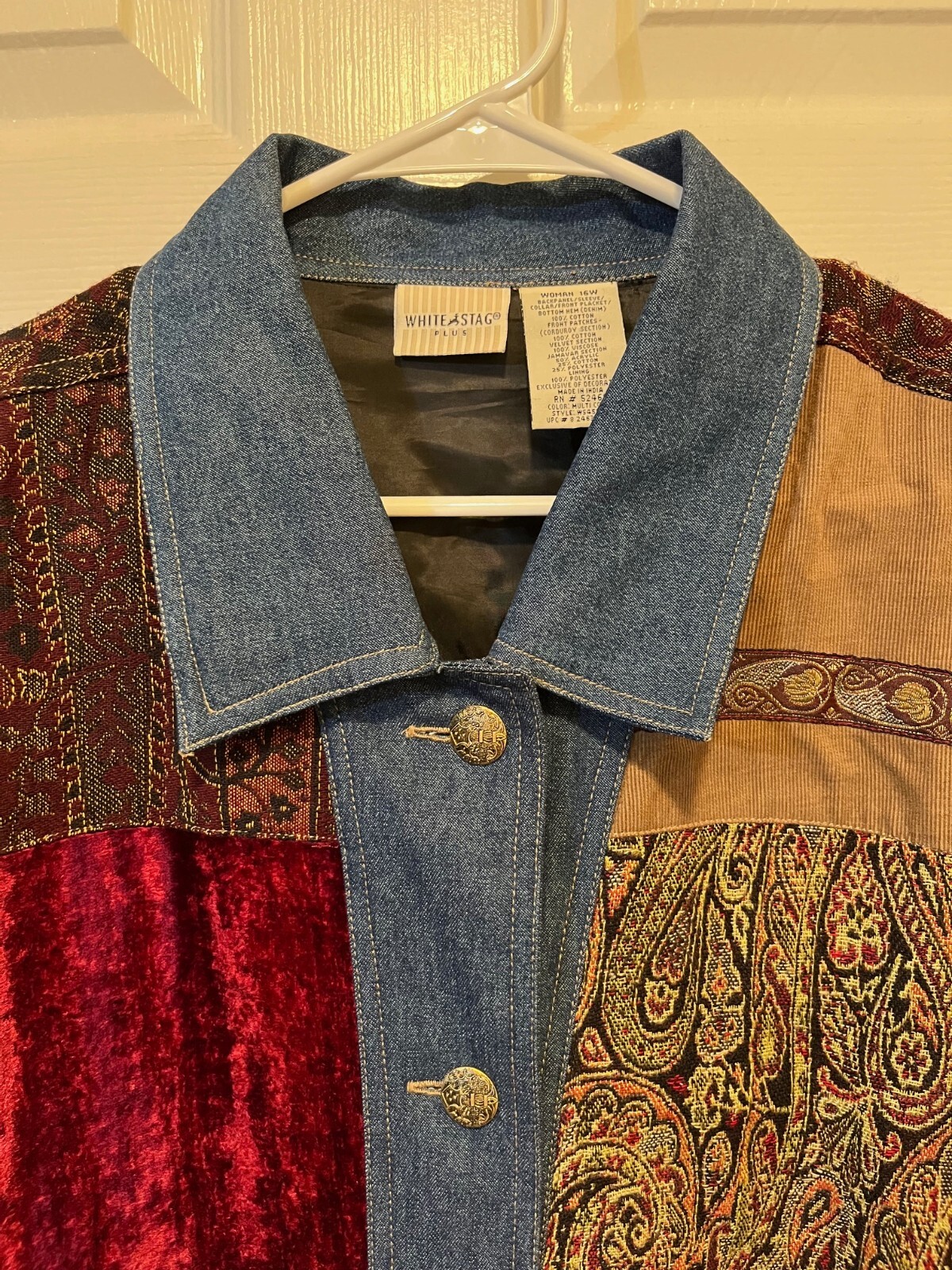 White Stag Plus Size Patchwork Denim Jacket 16W -… - image 6