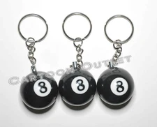 3 Pool 8 Ball Billiards Charm Keychain Pendant Cool Player Gift
