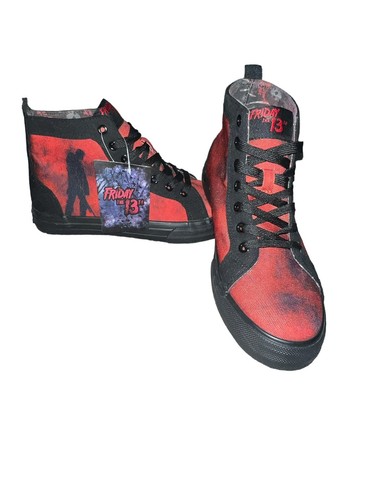 Ground Up Friday the 13th Sneakers Uomo 7 Rosso Nero Hi-Top Jason Voorhees Nuove con etichette - Foto 2 di 10