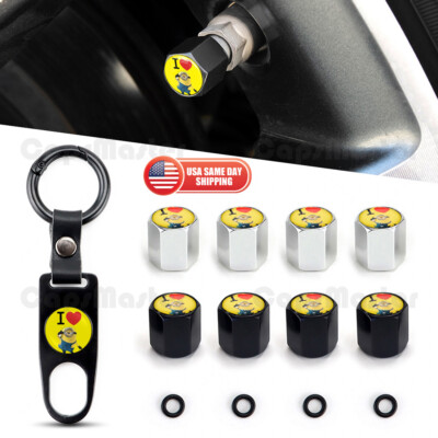 4 Scion Tire Valve Stem Caps With Dust Covers + Bonus Keychain Ring