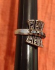 Large Chunky Silver Tone Gunmetal Grey Gray Metallic Black Rhinestonen Ring — photo 3
