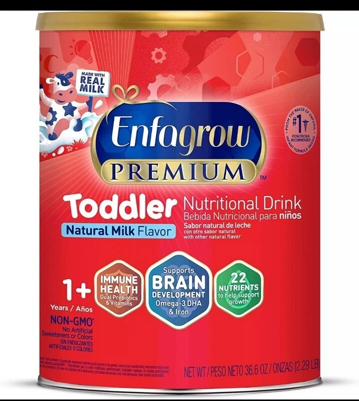 (Paquete de 4) Fórmula para niños pequeños Enfagrow Premium sin OGM 36,6 OZ (1 AÑO MÁS) CADUCIDAD 25/07 Foto 3 de 4