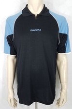 NWT Diadora black blue white 1/4 zip short sleeve polo shirt mens Large Italy