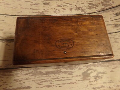 Antique 1889 Wood Folding Sewing Machine box with attachments