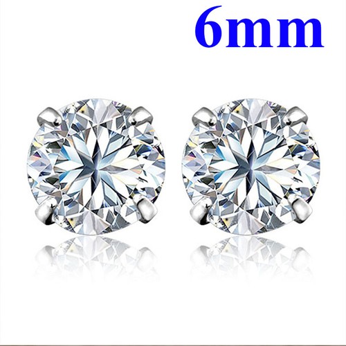 WOMEN GENUINE 925 SOLID STERLING SILVER PLATED CRYSTAL CUBIC STUD EARRINGS GIFT - Picture 16 of 18