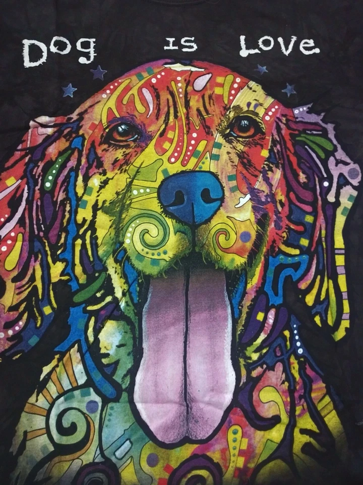Dog is Love Dean Russo Abstract Pop Art Cute 100% Cotton T-Shirt by The Mountain - Image 2 of 3