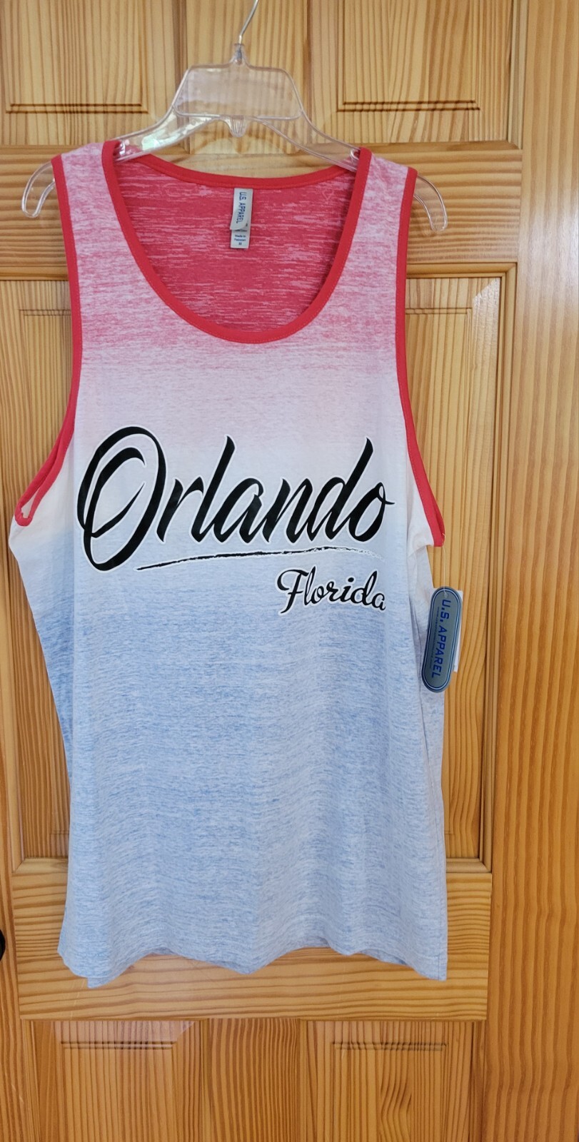 Tank Top Medium Mens Red, White & Blue Sleeveless ORLANDO, FLORIDA NWT-image