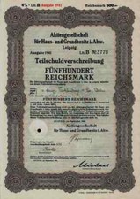 Haus Grundbesitz Leipzig 1941 Sachsen Berlin Heinz Tecklenb&uuml;rg 500 RM Neu Gohlis