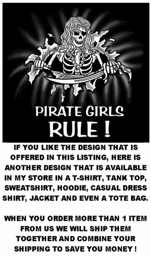 PIRATE LIFE FOR ME KARIBISCHER SCHÄDEL GEKREUZTE KNOCHEN SCHWERTER PIRATENMÄDCHEN T-SHIRT XT10 - Bild 4 von 12