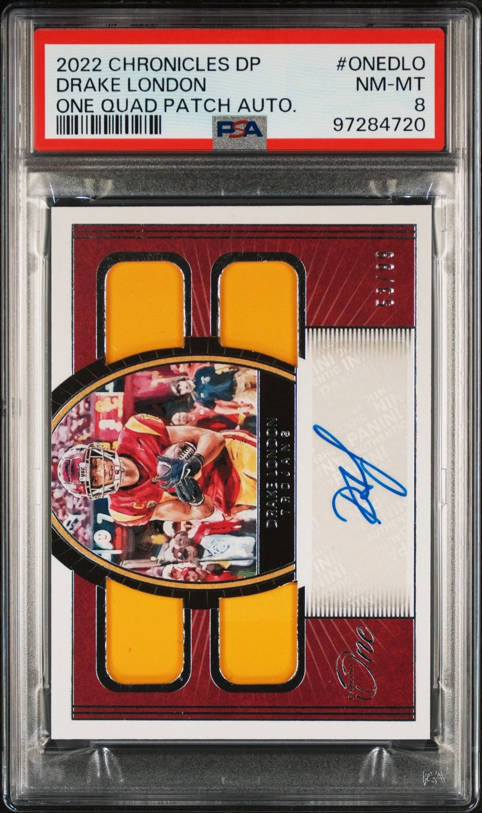 Drake London Panini Chronicles Draft Picks One Quad Patch Autographs #ONEDLO Base