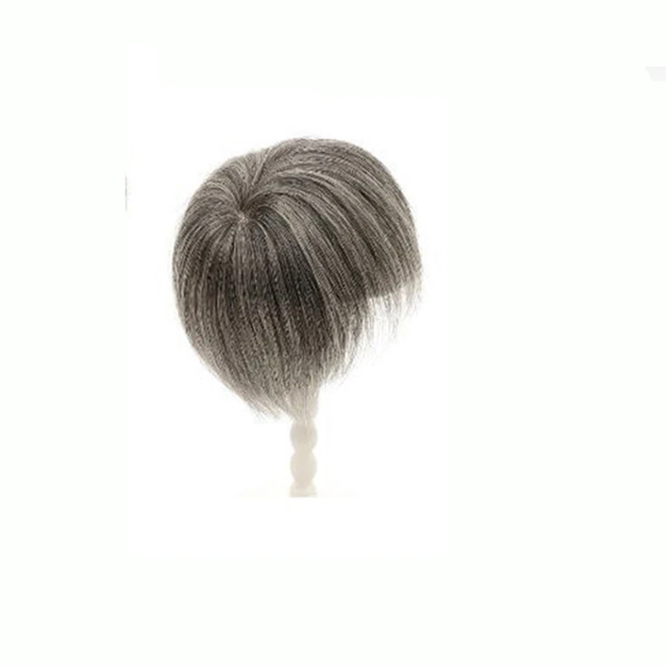 Bob Cabello Gris 100% Real Cabello Humano Topper Toupee Clip Pelo Brazalete Para Mujeres Foto 3 de 4