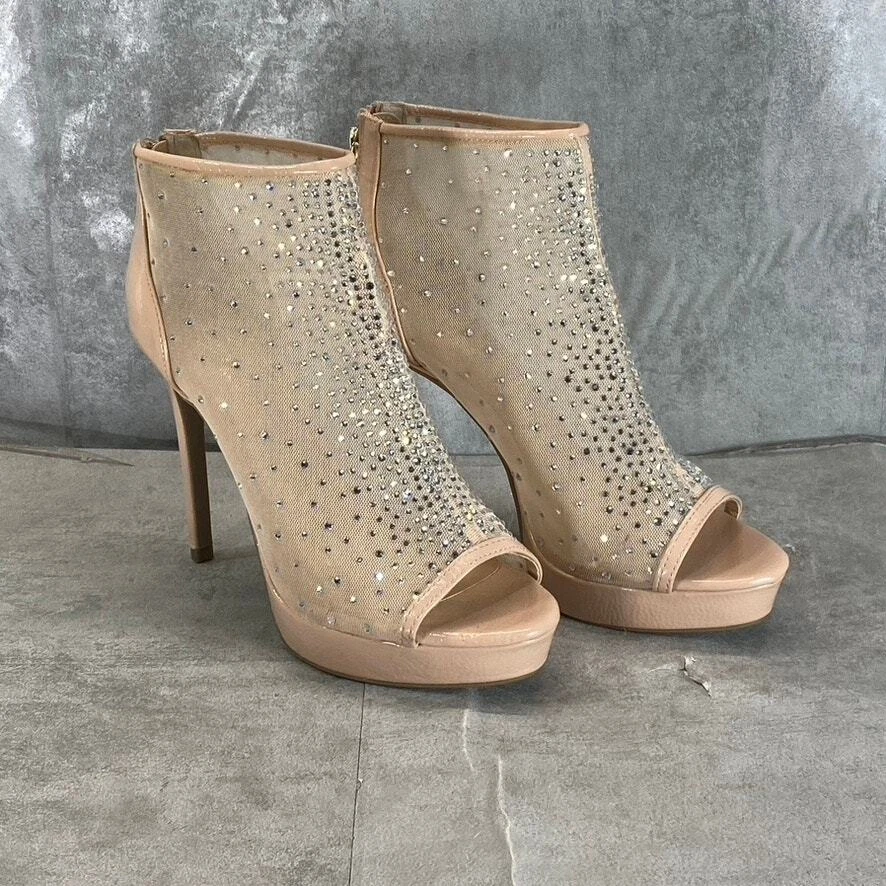 Tacones de aguja THALIA SODI para mujer de malla desnuda deseo estrás punta abierta talla 7,5 Foto 2 de 4