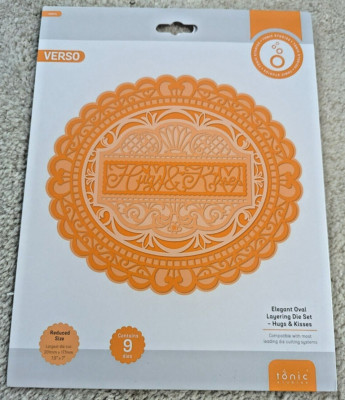 New Tonic Studios - Elegant Oval Layering Die Set - Hugs & Kisses - Sealed