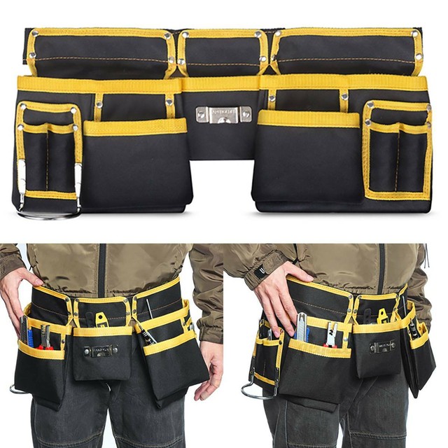 Adjustable Multi Pocket Double Tools Belt Nails Pouch Carpenter Roofing