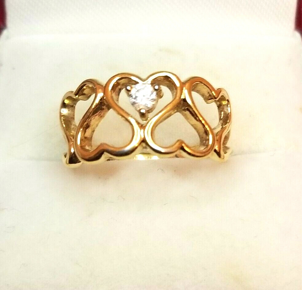 Awesome Multi Heart Rhinestone Ring Cocktail Swir… - image 7