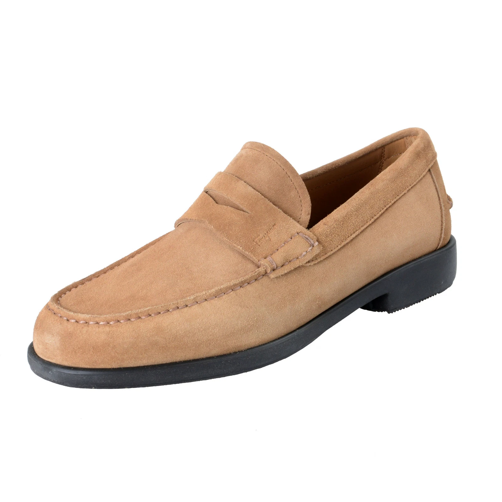 Ferragamo — Salvatore Ferragamo Men's "FERRO 2" Brown Suede Leather Loafers Slip On Shoes