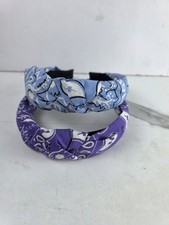 Blue Purple turban knot headband bandana paisley jersey fabric cover band teeth