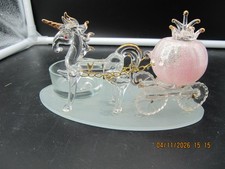 WHITE WEDDING Horse & PinkPumpkin Carriage Gift@Cake Topper@PRINCESS Table Decor