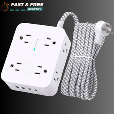 Surge Protector Power Strip 8 Widely Outlet Extender 4 USB Ports 5Ft Extend Cord