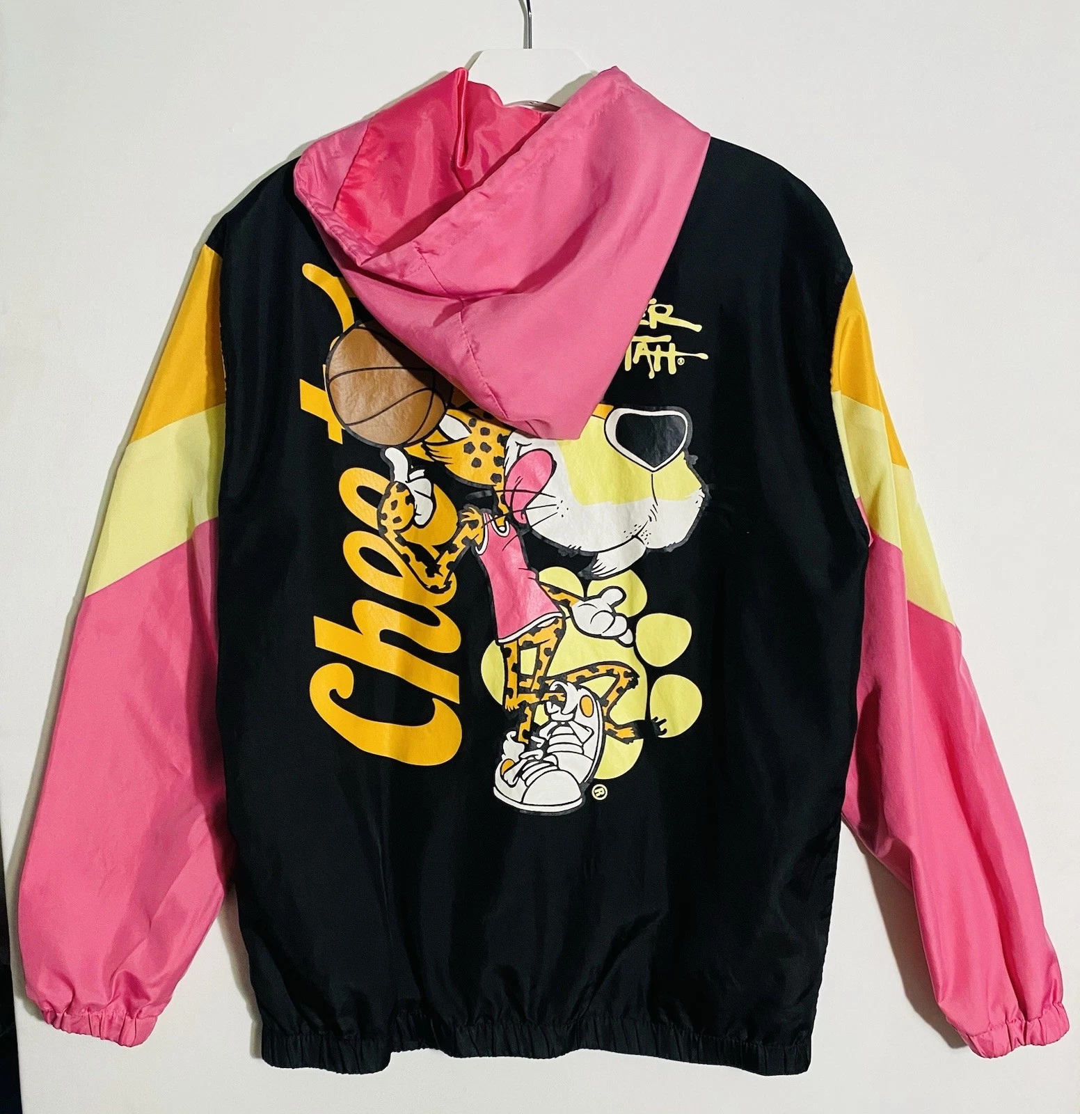 Cheetos Windbreaker Hoodie Men’s Size M Chester Cheetah Black Jacket Pockets image 3