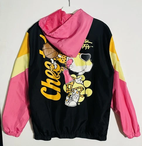 Cheetos Windbreaker Hoodie Men’s Size M Chester Cheetah Black Jacket Pockets image 3