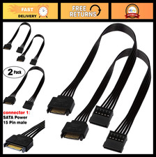 15 Pin SATA Power Extension Cable Adapter - Male to Female, 24 Inch, 2 Pack for