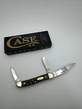 CASE Knife Black Curly Oak Wood Smooth Medium Stockman #14001