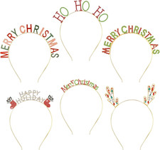 Yunlly 6 Pcs Christmas Rhinestone Headbands for Women Merry Christmas Rhinestone