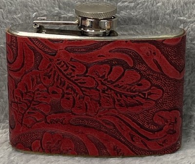 Top Shelf Flasks Leather Bound Stainless Steel 4 oz Flask Hip Boot Pocket