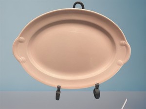 Vtg Taylor Smith Taylor Lu-Ray Pastel Pink Oval Serving Platter USA TS&T