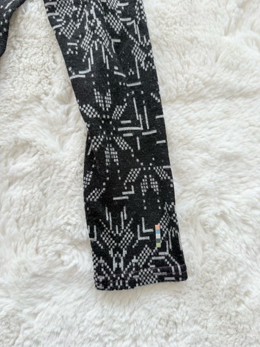 Smartwool Sweater Kids Youth Large Black Base Layer Snowflakes Zip Wool - Picture 3 of 7