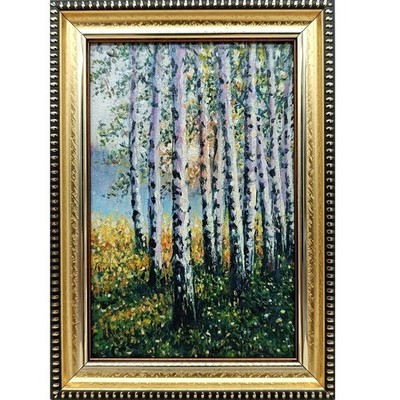 Birch Trees Original Oil Painting 4x6 Framed Signed Forest Landscape Wall Art