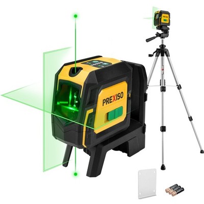PREXISO Laser Level with Tripod & 2 Plumb Dots - 100 Ft Green Point
