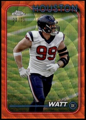 2024 Topps Chrome #82 J.J. Watt Orange Wave Refractor #/25