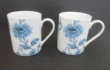2 Spode Home Vintage MUGS Denim  Floral On White