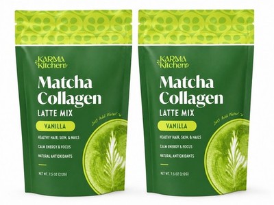 Matcha Collagen Latte Mix Vanilla 7.5oz   Pack of 2 | Skin Hair Nails Support