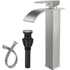 Brushed Nickel Vessel Sink Faucet Single Handle Single Hole Tall Bathroom Fau...