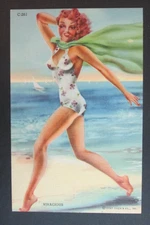 Streamline Bathing Beauties "Vivacious" Unposted Curteich Linen Postcard