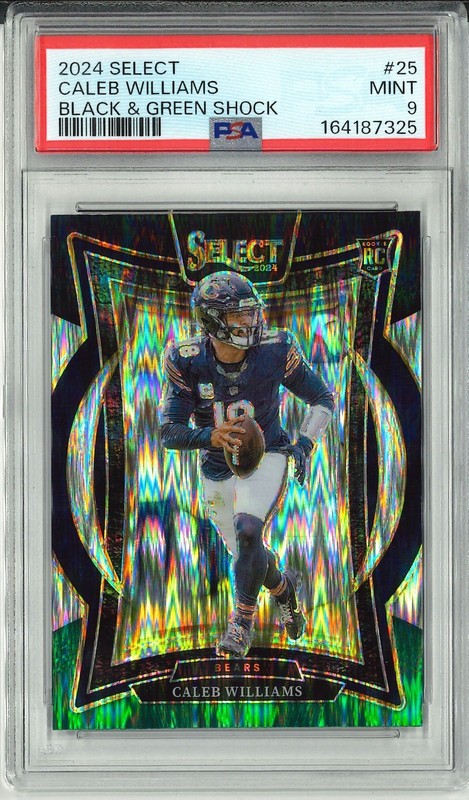 🏈2024 Panini Select Caleb Williams #25 Black & Green Shock #25 (RC) PSA 9🔥🔥