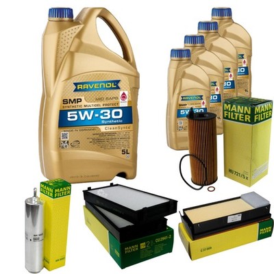 Inspektionspaket 9L RAVENOL 5W-30 für BMW X5 F15 F85 M50d E70 X6 F16 E71 E72